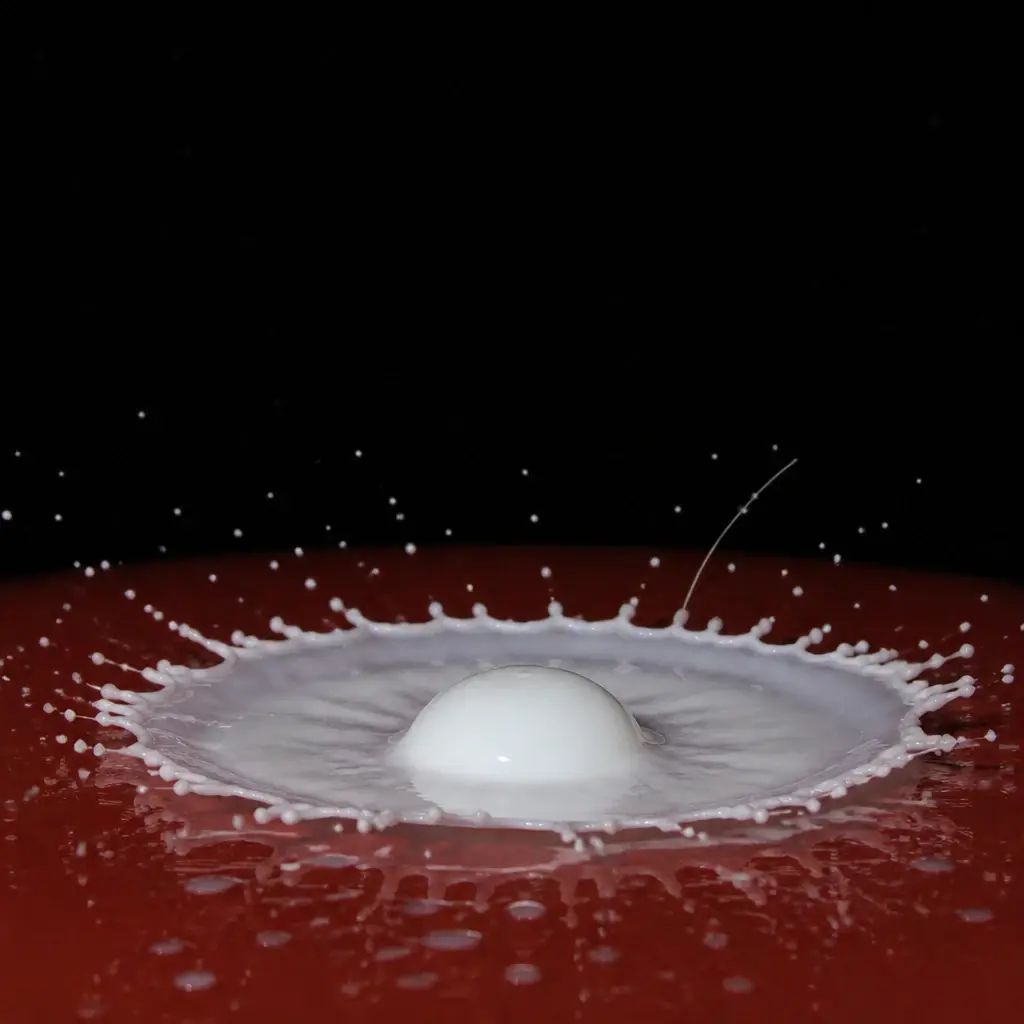 A synthetic white dome within a milk splash